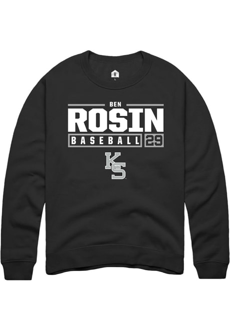 Ben Rosin Rally Mens Black K-State Wildcats NIL Stacked Box Crew Sweatshirt