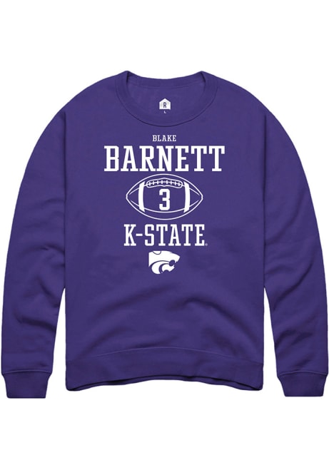 Blake Barnett Rally Mens Purple K-State Wildcats NIL Sport Icon Crew Sweatshirt