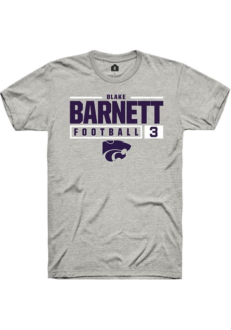 Blake Barnett Ash K-State Wildcats NIL Stacked Box Short Sleeve T Shirt