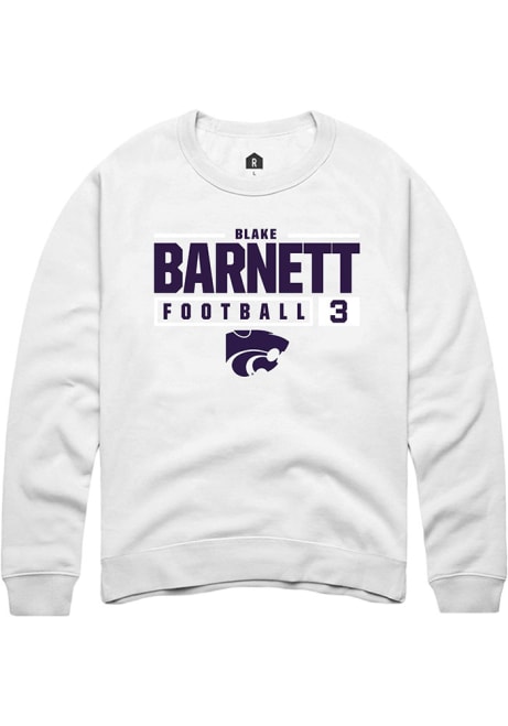 Blake Barnett Rally Mens White K-State Wildcats NIL Stacked Box Crew Sweatshirt