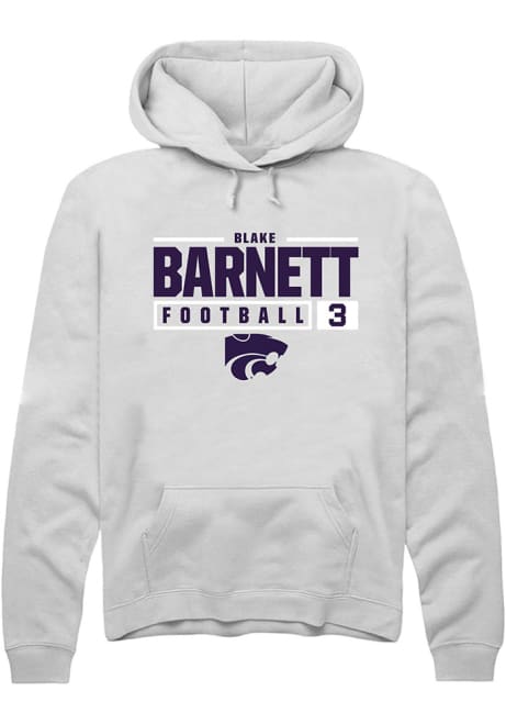 Blake Barnett Rally Mens White K-State Wildcats NIL Stacked Box Hooded Sweatshirt