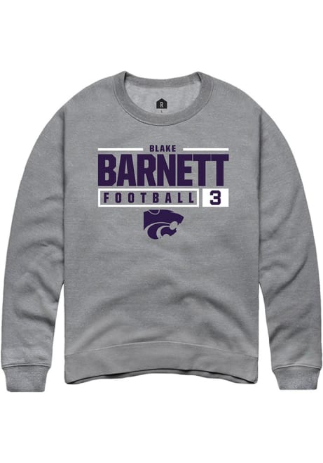 Blake Barnett Rally Mens Graphite K-State Wildcats NIL Stacked Box Crew Sweatshirt