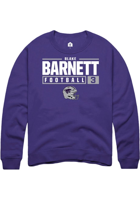 Blake Barnett Rally Mens Purple K-State Wildcats NIL Stacked Box Crew Sweatshirt