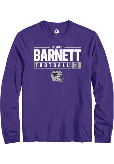 Blake Barnett Rally Mens Purple K-State Wildcats NIL Stacked Box Tee