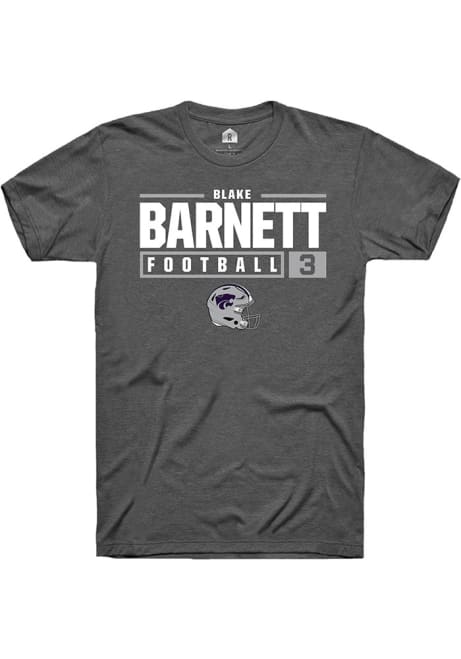 Blake Barnett Grey K-State Wildcats NIL Stacked Box Short Sleeve T Shirt