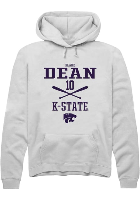 Blake Dean Rally Mens White K-State Wildcats NIL Sport Icon Hooded Sweatshirt