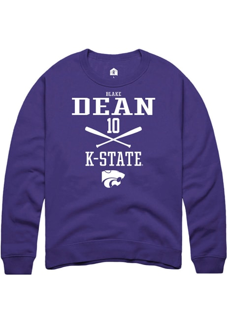Blake Dean Rally Mens Purple K-State Wildcats NIL Sport Icon Crew Sweatshirt
