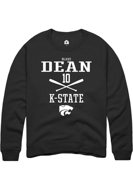 Blake Dean Rally Mens Black K-State Wildcats NIL Sport Icon Crew Sweatshirt