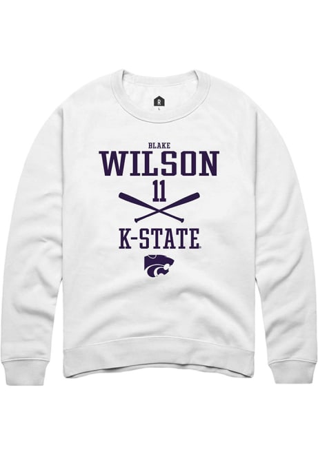 Blake Wilson Rally Mens White K-State Wildcats NIL Sport Icon Crew Sweatshirt