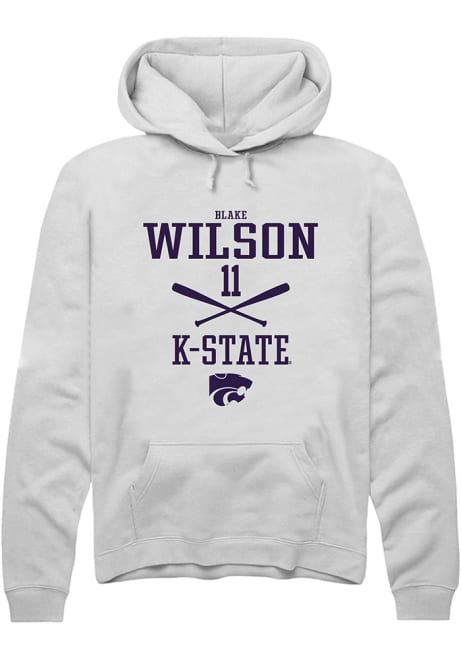 Blake Wilson Rally Mens White K-State Wildcats NIL Sport Icon Hooded Sweatshirt