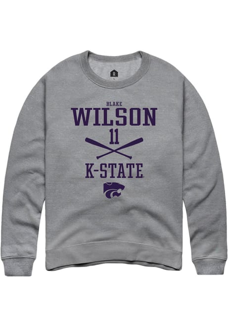 Blake Wilson Rally Mens Graphite K-State Wildcats NIL Sport Icon Crew Sweatshirt