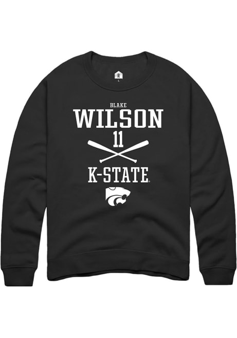 Blake Wilson Rally Mens Black K-State Wildcats NIL Sport Icon Crew Sweatshirt