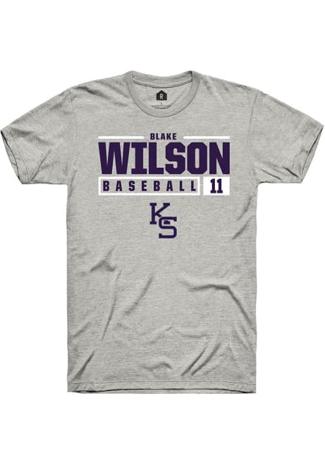 Blake Wilson Ash K-State Wildcats NIL Stacked Box Short Sleeve T Shirt