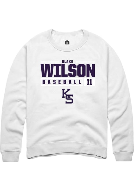 Blake Wilson Rally Mens White K-State Wildcats NIL Stacked Box Crew Sweatshirt