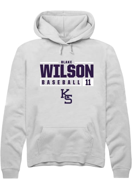 Blake Wilson Rally Mens White K-State Wildcats NIL Stacked Box Hooded Sweatshirt