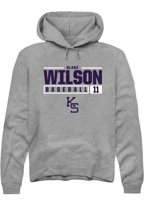 Blake Wilson Rally Mens Graphite K-State Wildcats NIL Stacked Box Hooded Sweatshirt