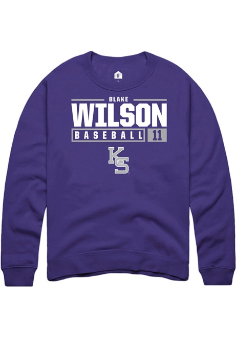 Blake Wilson Rally Mens Purple K-State Wildcats NIL Stacked Box Crew Sweatshirt