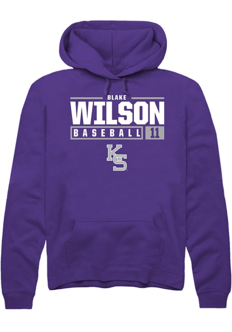 Blake Wilson Rally Mens Purple K-State Wildcats NIL Stacked Box Hooded Sweatshirt