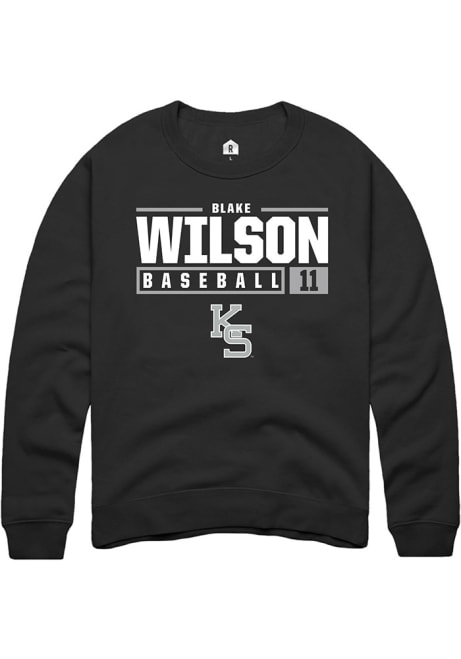 Blake Wilson Rally Mens Black K-State Wildcats NIL Stacked Box Crew Sweatshirt