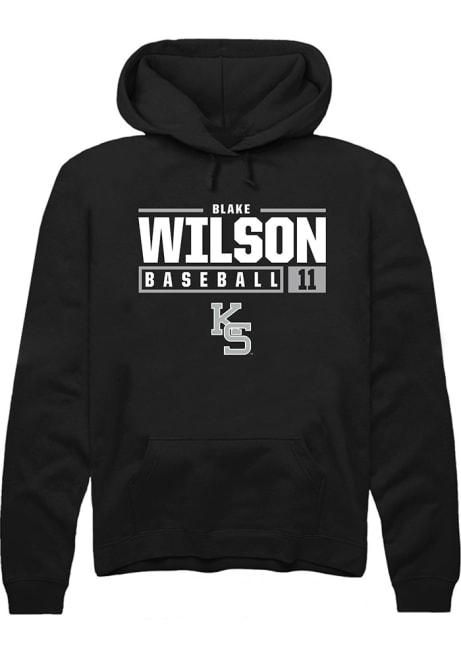 Blake Wilson Rally Mens Black K-State Wildcats NIL Stacked Box Hooded Sweatshirt