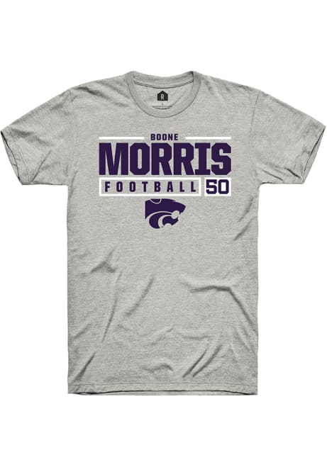 Boone Morris Ash K-State Wildcats NIL Stacked Box Short Sleeve T Shirt
