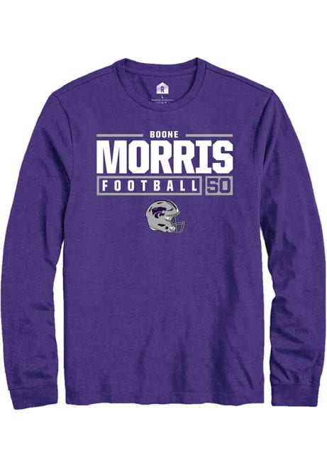 Boone Morris Rally Mens Purple K-State Wildcats NIL Stacked Box Tee