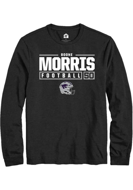 Boone Morris Rally Mens Black K-State Wildcats NIL Stacked Box Tee