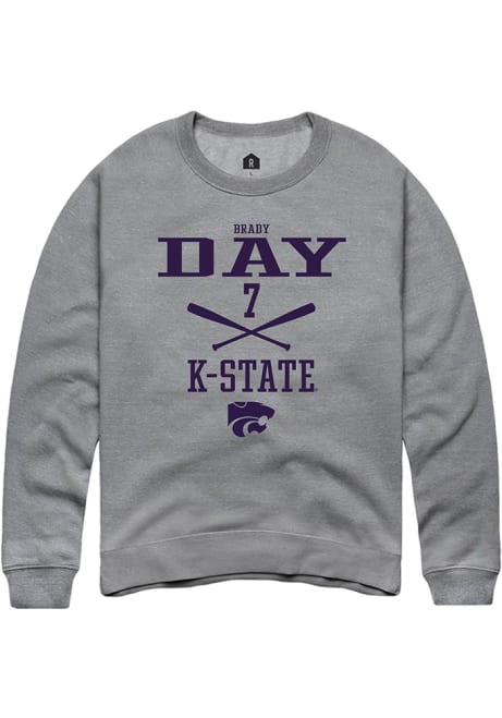 Brady Day Rally Mens Graphite K-State Wildcats NIL Sport Icon Crew Sweatshirt