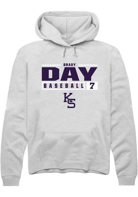 Brady Day Rally Mens White K-State Wildcats NIL Stacked Box Hooded Sweatshirt