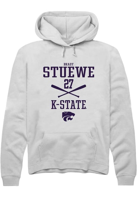 Brady Stuewe Rally Mens White K-State Wildcats NIL Sport Icon Hooded Sweatshirt