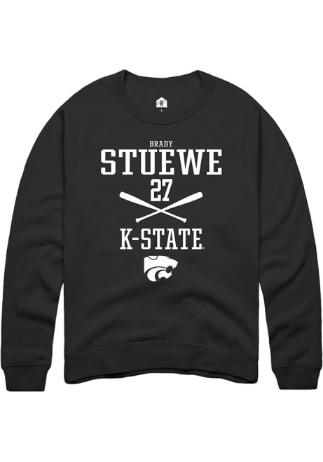 Brady Stuewe Rally Mens Black K-State Wildcats NIL Sport Icon Crew Sweatshirt