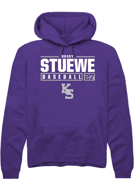 Brady Stuewe Rally Mens Purple K-State Wildcats NIL Stacked Box Hooded Sweatshirt