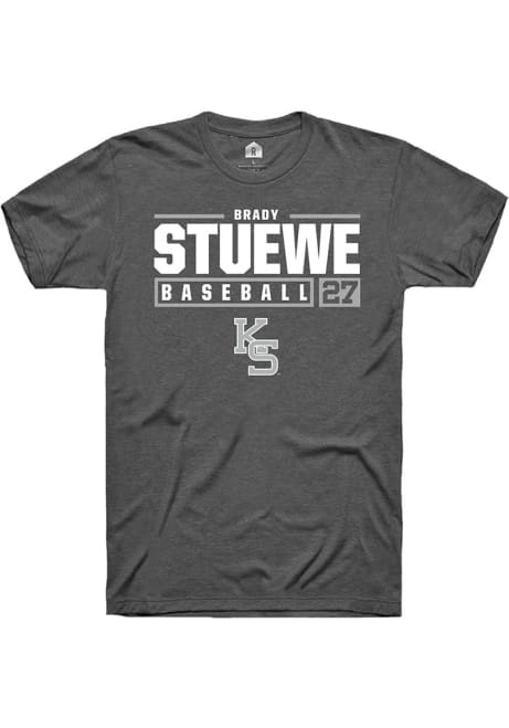 Brady Stuewe Dark Grey K-State Wildcats NIL Stacked Box Short Sleeve T Shirt