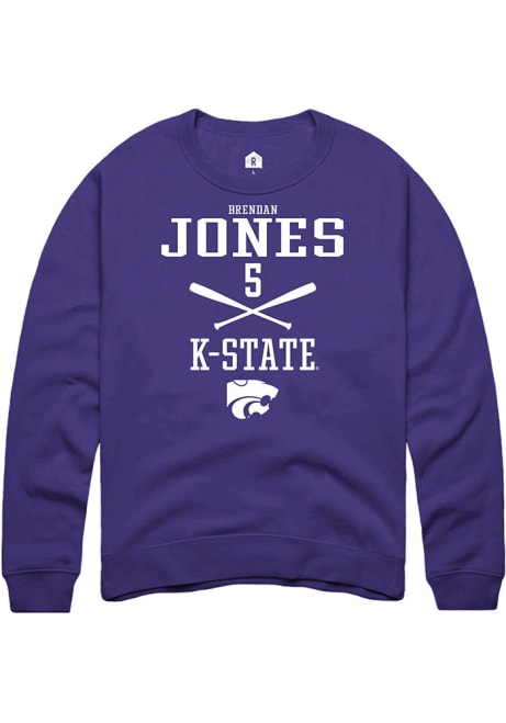 Brendan Jones Rally Mens Purple K-State Wildcats NIL Sport Icon Crew Sweatshirt