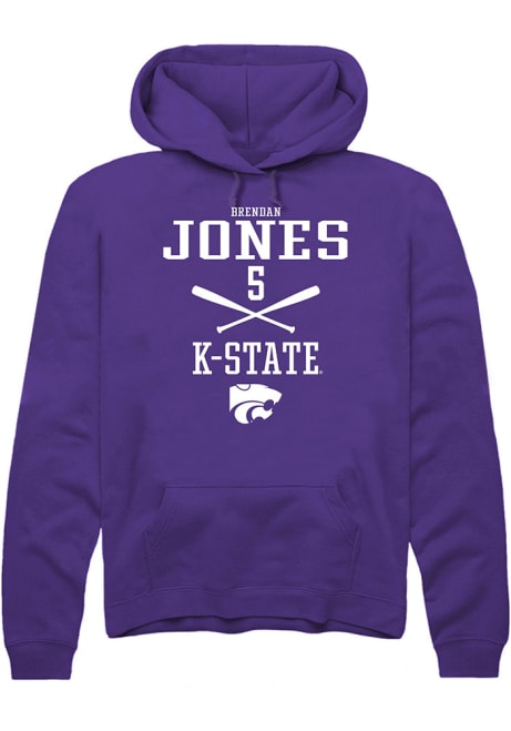 Brendan Jones Rally Mens Purple K-State Wildcats NIL Sport Icon Hooded Sweatshirt