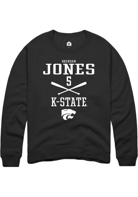 Brendan Jones Rally Mens Black K-State Wildcats NIL Sport Icon Crew Sweatshirt