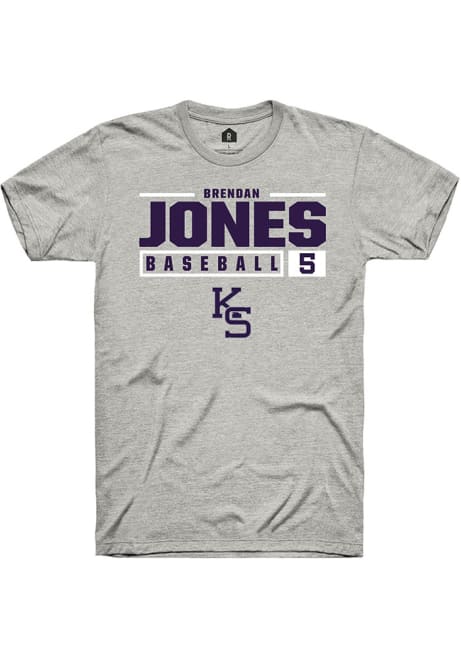 Brendan Jones Ash K-State Wildcats NIL Stacked Box Short Sleeve T Shirt