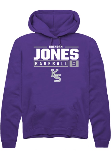Brendan Jones Rally Mens Purple K-State Wildcats NIL Stacked Box Hooded Sweatshirt