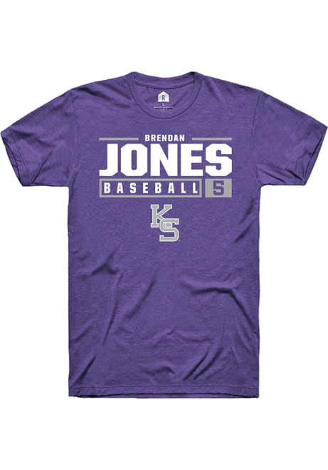 Brendan Jones Purple K-State Wildcats NIL Stacked Box Short Sleeve T Shirt
