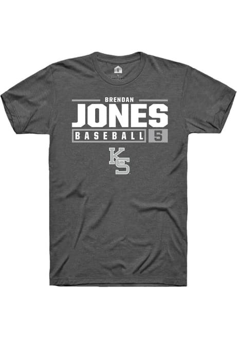 Brendan Jones Grey K-State Wildcats NIL Stacked Box Short Sleeve T Shirt