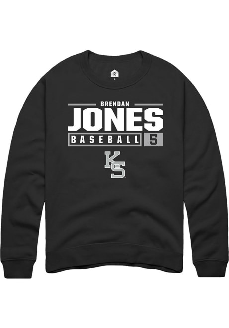 Brendan Jones Rally Mens Black K-State Wildcats NIL Stacked Box Crew Sweatshirt