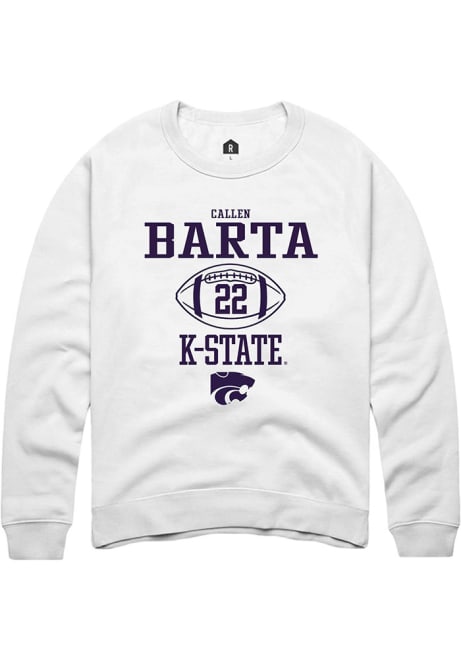 Callen Barta Rally Mens White K-State Wildcats NIL Sport Icon Crew Sweatshirt