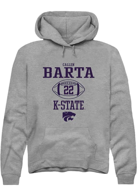 Callen Barta Rally Mens Graphite K-State Wildcats NIL Sport Icon Hooded Sweatshirt