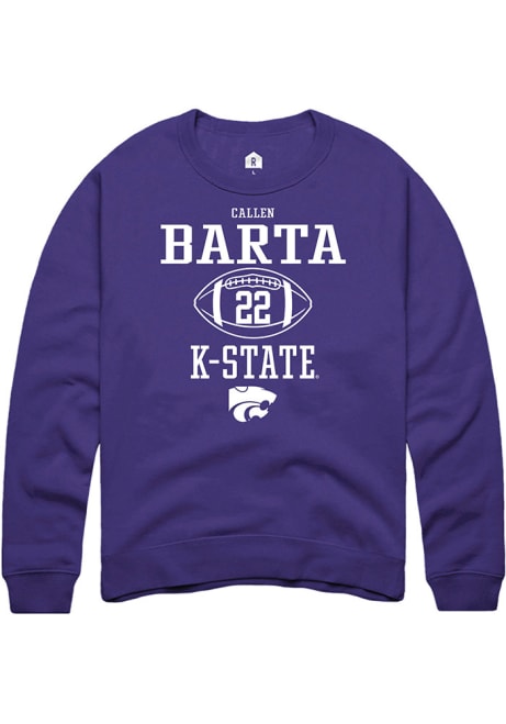 Callen Barta Rally Mens Purple K-State Wildcats NIL Sport Icon Crew Sweatshirt