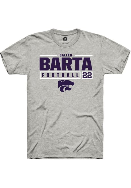 Callen Barta Ash K-State Wildcats NIL Stacked Box Short Sleeve T Shirt