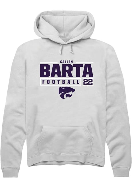 Callen Barta Rally Mens White K-State Wildcats NIL Stacked Box Hooded Sweatshirt