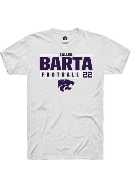 Callen Barta White K-State Wildcats NIL Stacked Box Short Sleeve T Shirt
