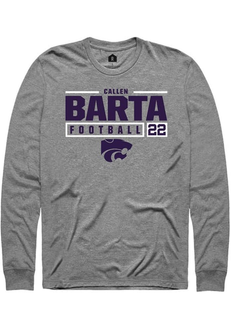 Callen Barta Rally Mens Graphite K-State Wildcats NIL Stacked Box Tee