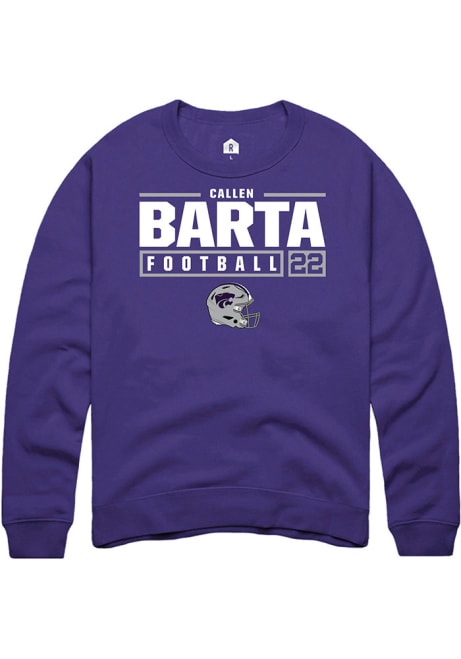 Callen Barta Rally Mens Purple K-State Wildcats NIL Stacked Box Crew Sweatshirt