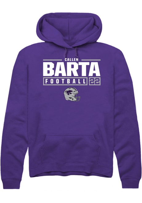 Callen Barta Rally Mens Purple K-State Wildcats NIL Stacked Box Hooded Sweatshirt